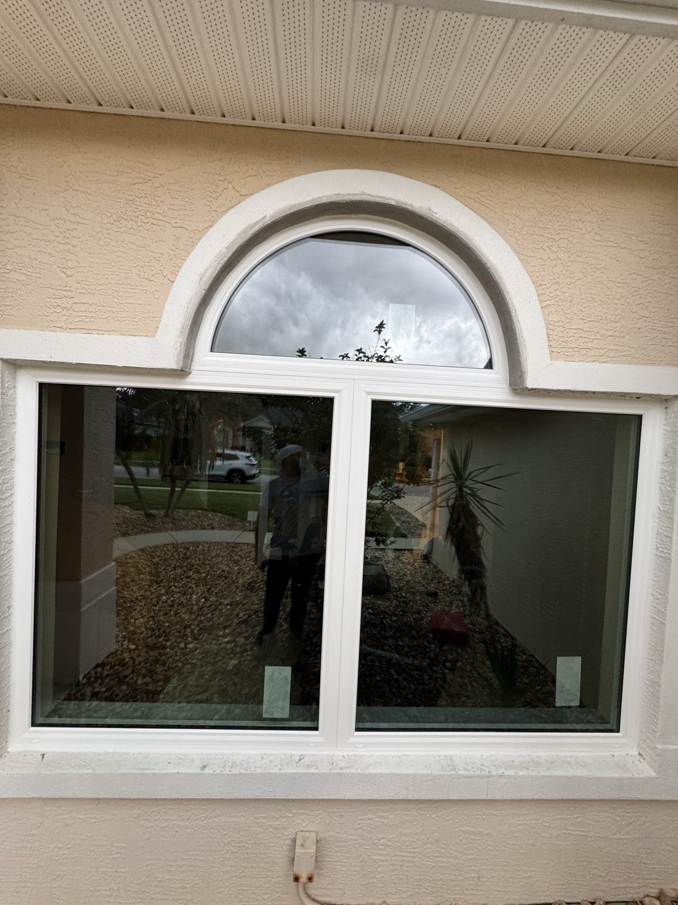 New sliding impact window — pool view from interior